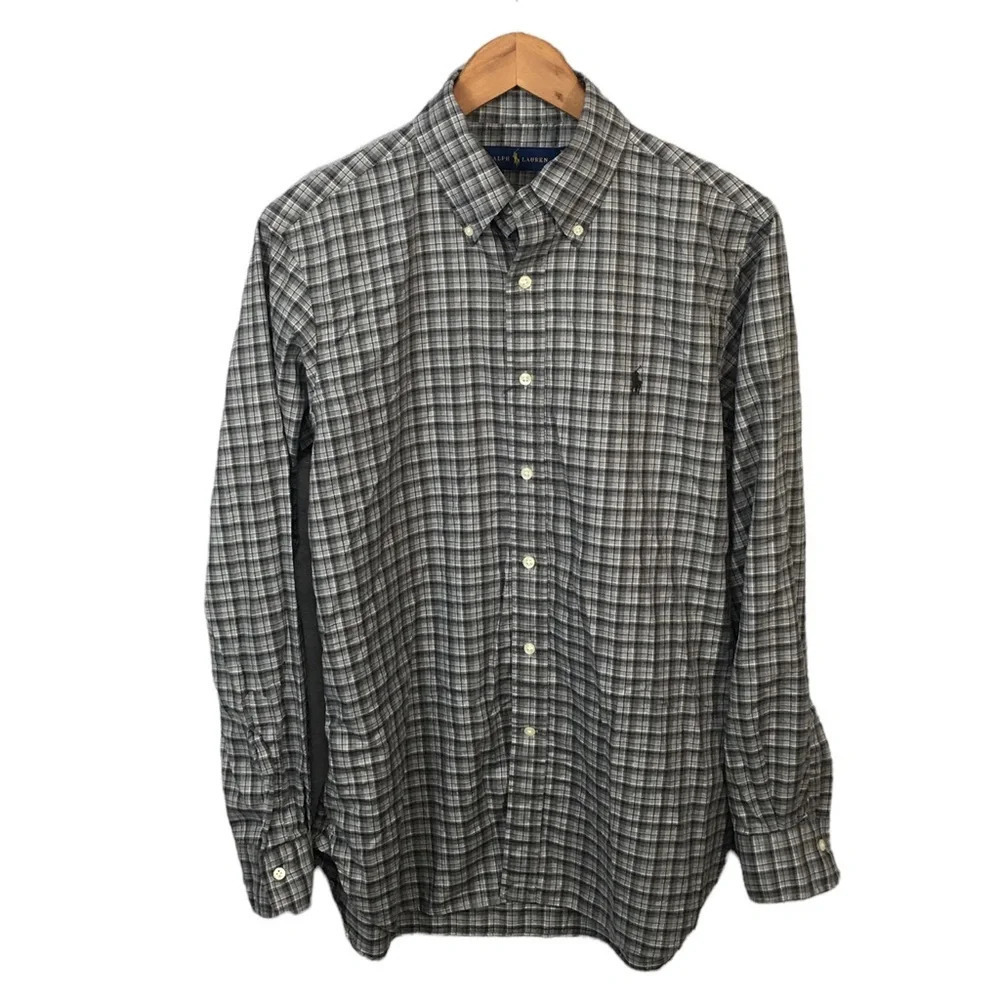 BF515 Mens Polo Ralph Lauren Designer Plaid Button Down Shirt M